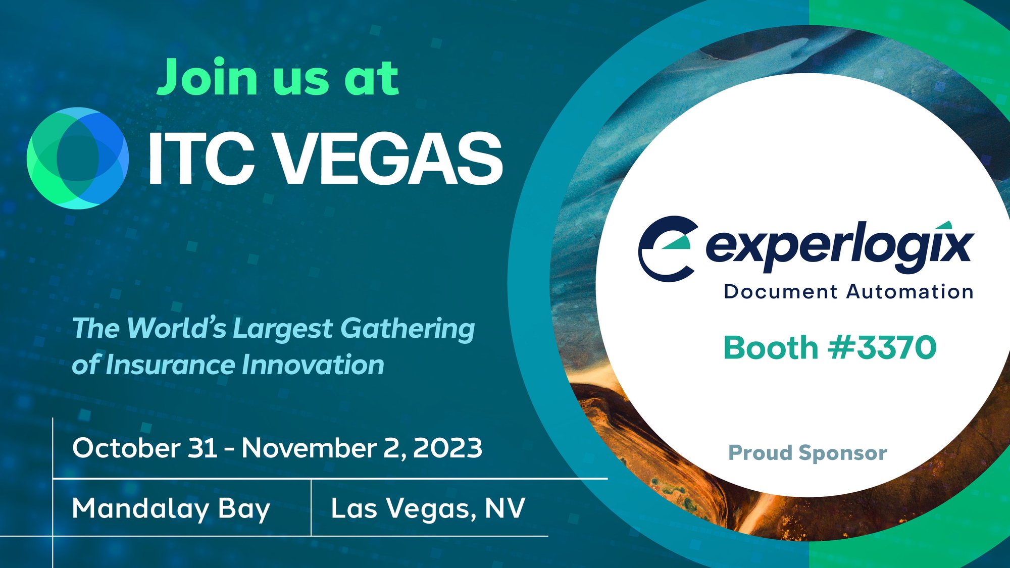 Sponsor graphic for Experlogix Document Automation at the ITC Vegas 2023 event Sponsor graphic for Experlogix Document Automation at the ITC Vegas 2023 event