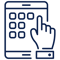 Experlogix Icons-Tablet with Boxes and Hand-Indigo