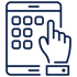 Experlogix Icons-Tablet with Boxes and Hand-Indigo
